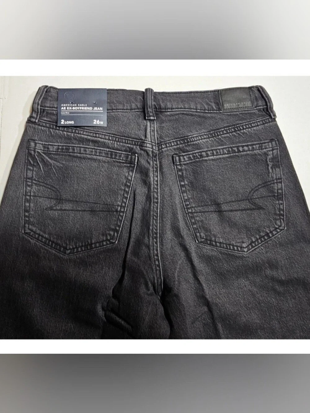 NWT American Eagle Ex-Boyfriend Jeans Black Studded Low-Rise Size 2 Long